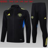 Chándal Manchester United 2025/26 (Black with Yellow Long Zipper) - NIÑOS